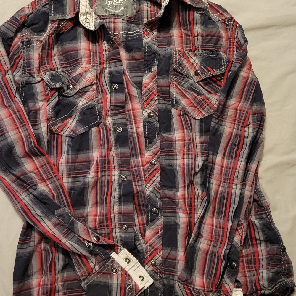 Men's Red and Black Plaid Shirt